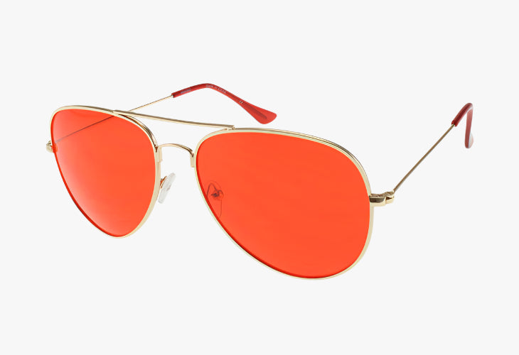 metal aviator sunglasses red lenses
