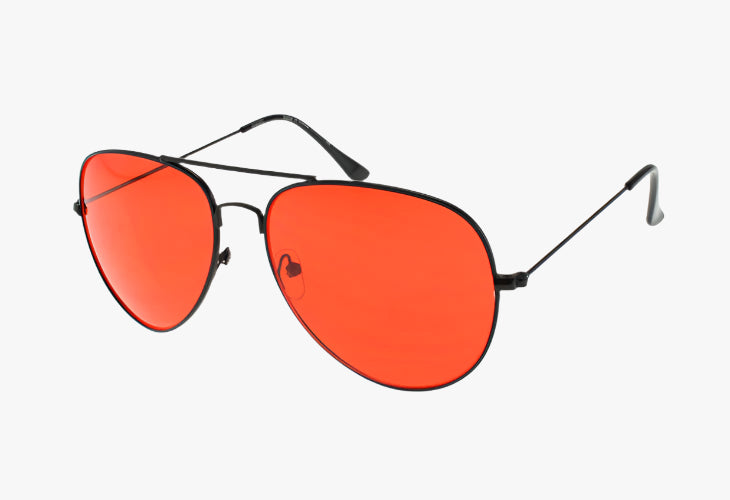 black metal aviator sunglasses red lenses