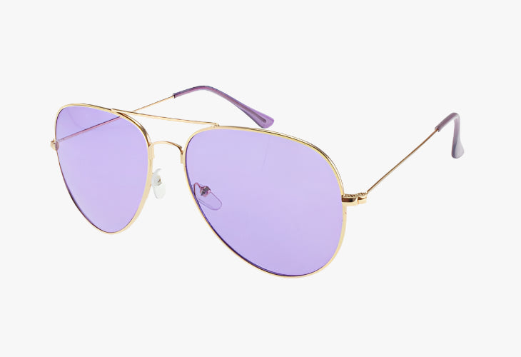 metal aviator sunglasses purple lenses