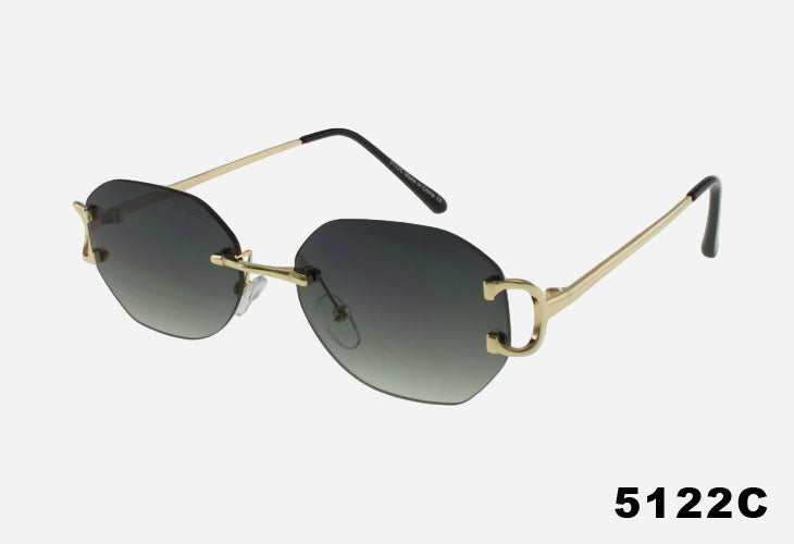 Gold-framed sunglasses with gradient lenses on a white background