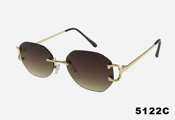Gold-framed sunglasses with gradient lenses on a white background