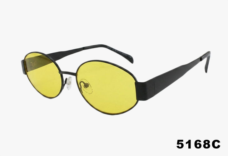 5168C - Designer Inspired Wholesale Oval Metal Fashion Sunglasses