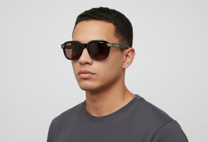 Man wearing sunglasses with a plain background