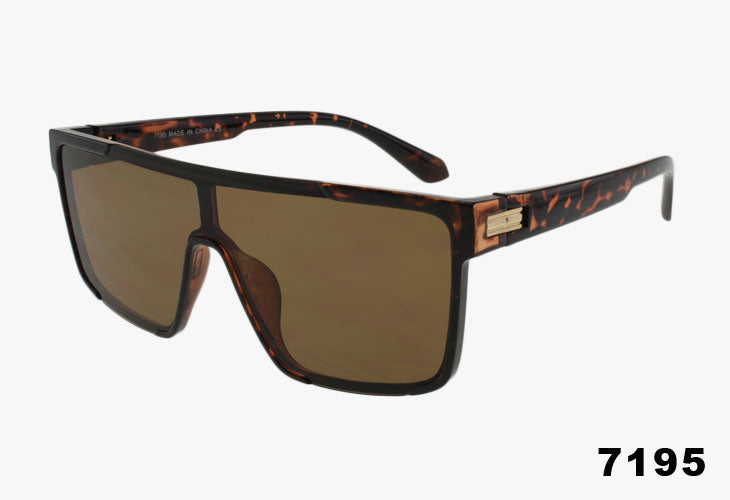 brown Wholesale Fashion Sport Shield Flat Top Sunglasses