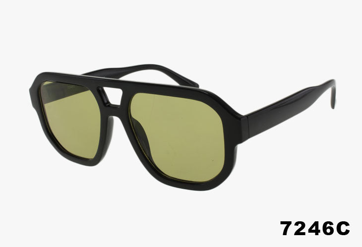 pale yellow Classic Large Color Lens Pilot Wholesale Sunglasses
