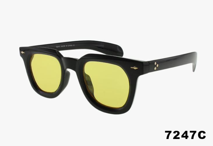 black with yellow lens Wholesale Fashion Thick Framed Square Oval Sunglasses