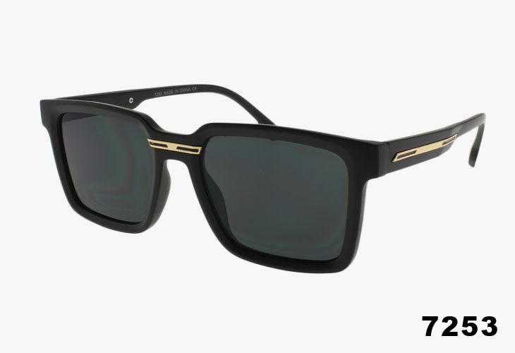 matte black Fashion Squared Metal Detail Wholesale Sunglasses