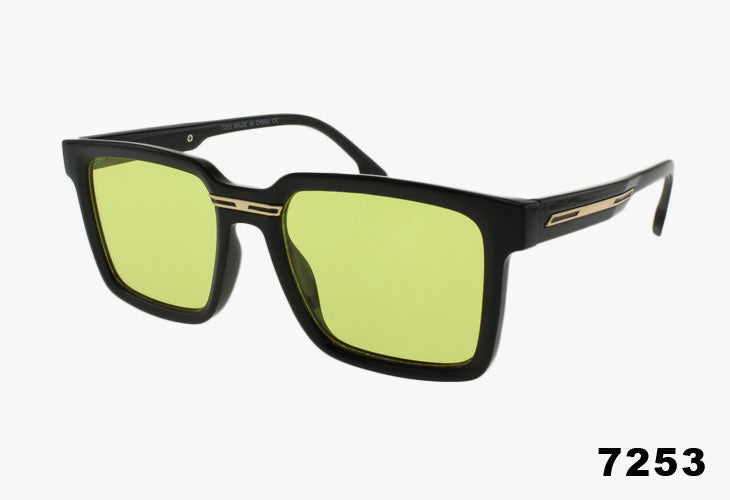 yellow Fashion Squared Metal Detail Wholesale Sunglasses
