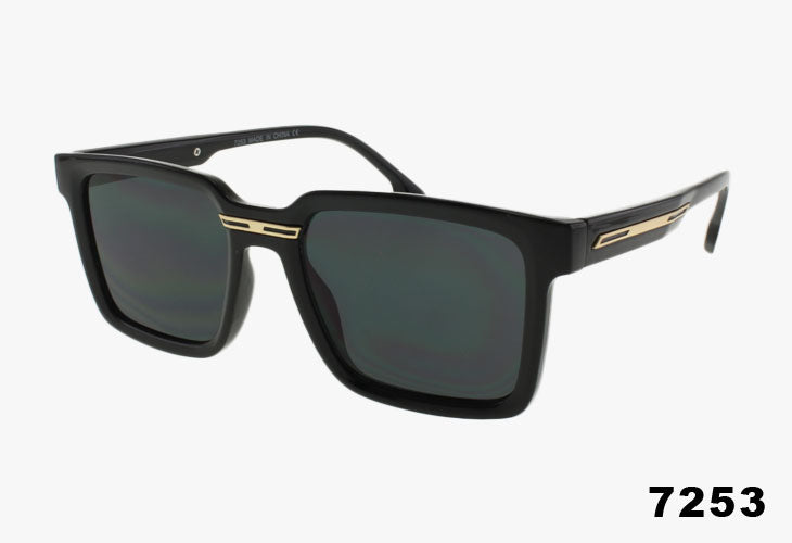 gloss black Fashion Squared Metal Detail Wholesale Sunglasses