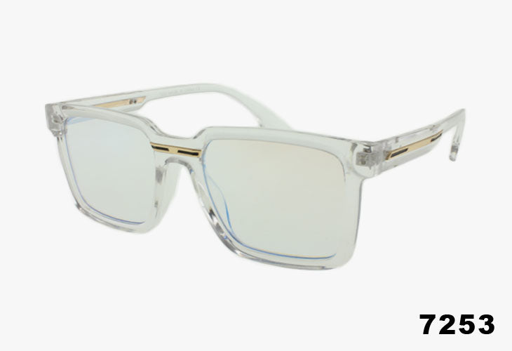 clear mirror Fashion Squared Metal Detail Wholesale Sunglasses