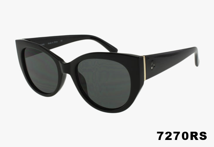 black Wholesale Fashion Rounded Cat Eye Rhinestone Sunglasses