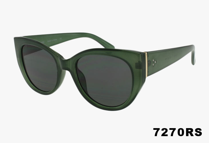 green Wholesale Fashion Rounded Cat Eye Rhinestone Sunglasses