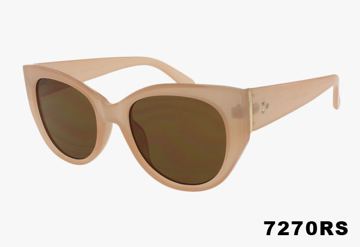 peach Wholesale Fashion Rounded Cat Eye Rhinestone Sunglasses