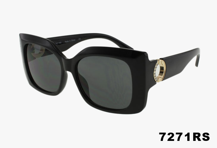 black Wholesale Square Frame Metal Round Emblem Sunglasses