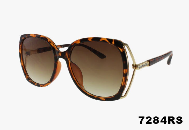 tortoise Wholesale Fashion Split Temple Rhinestone Sunglasses