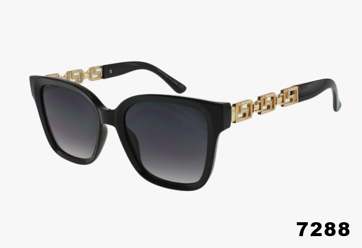 black Designer Inspired Wholesale Square Cat Eye Style Sunglasses