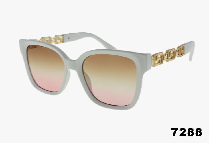 white Designer Inspired Wholesale Square Cat Eye Style Sunglasses