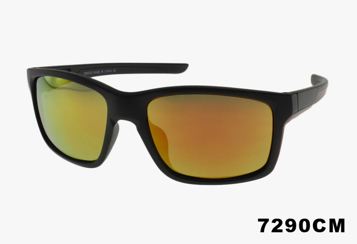 red mirror Wholesale Classic Curved Sports Style Sunglasses
