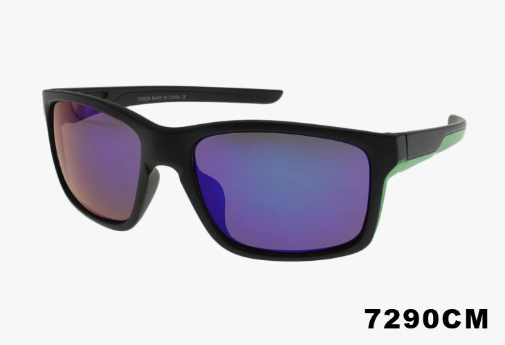 green mirror Wholesale Classic Curved Sports Style Sunglasses