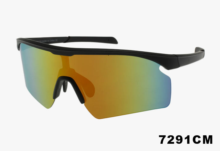 red mirror Wholesale Fashion Half Rim Shield Sport Sunglasses