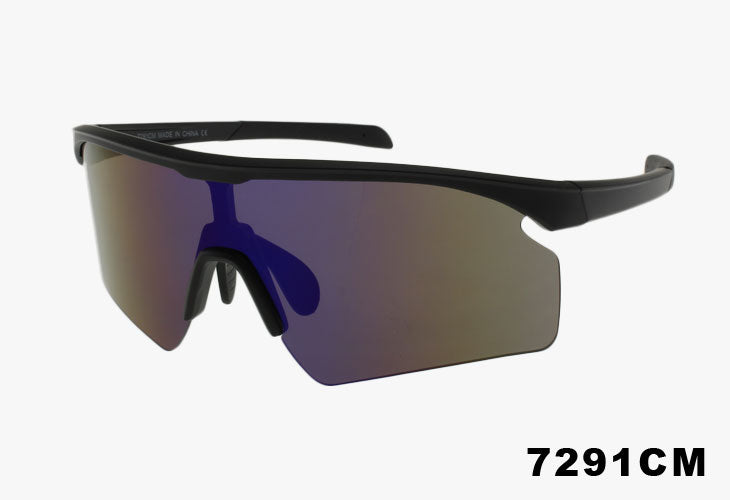 blue mirror Wholesale Fashion Half Rim Shield Sport Sunglasses