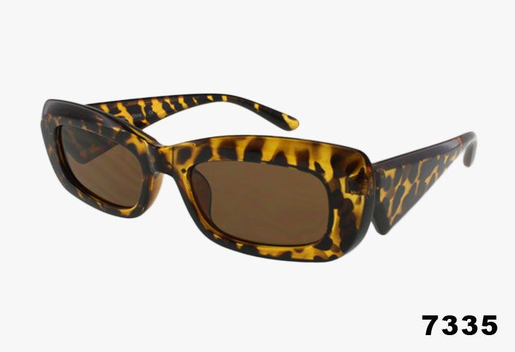 Fashion Slim Trendy Rectangular Wholesale Sunglasses tortoise frame