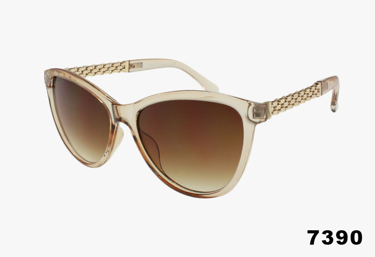 7390 - Fashion Metal Link Temple Wholesale Sunglasses