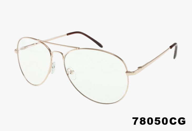 Wholesale Classic Spring Hinge Metal Aviator Clear Lens Glasses