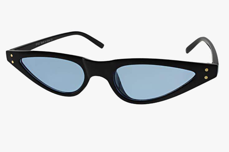blue Wholesale Slim Thin Frame Cat Eye Color Sunglasses