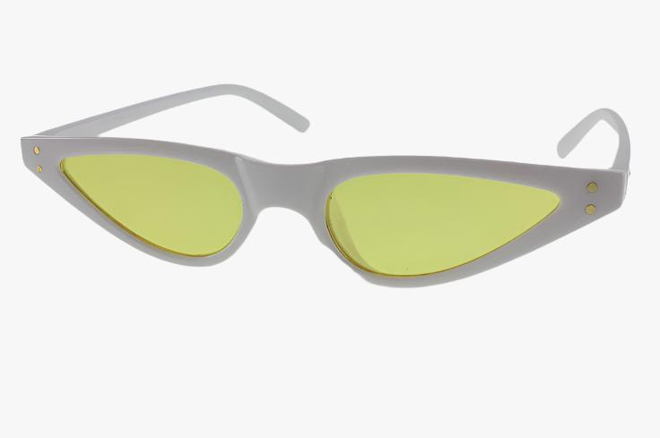 yellow Wholesale Slim Thin Frame Cat Eye Color Sunglasses