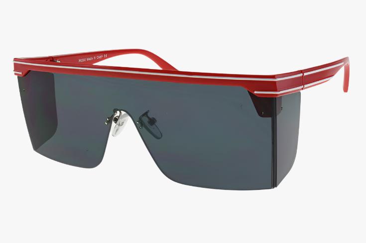 red Designer Inspired Rectangle Shield Wholesale Sunglasses