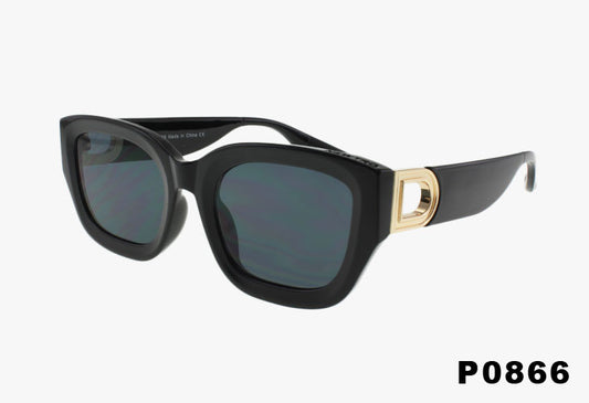 black Wholesale Square Framed Sunglasses With Metal Hinge