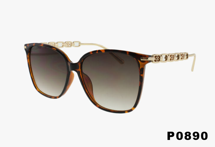 black gradient Luxury Cat Eye Floral Chain Link Wholesale Sunglasses