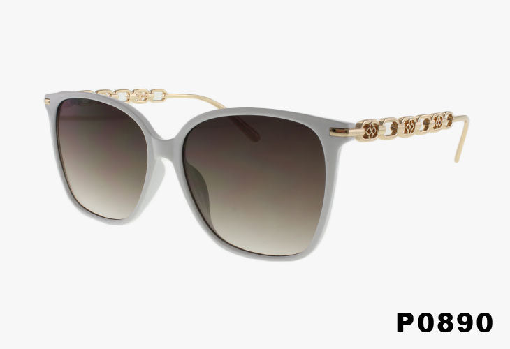 white Luxury Cat Eye Floral Chain Link Wholesale Sunglasses