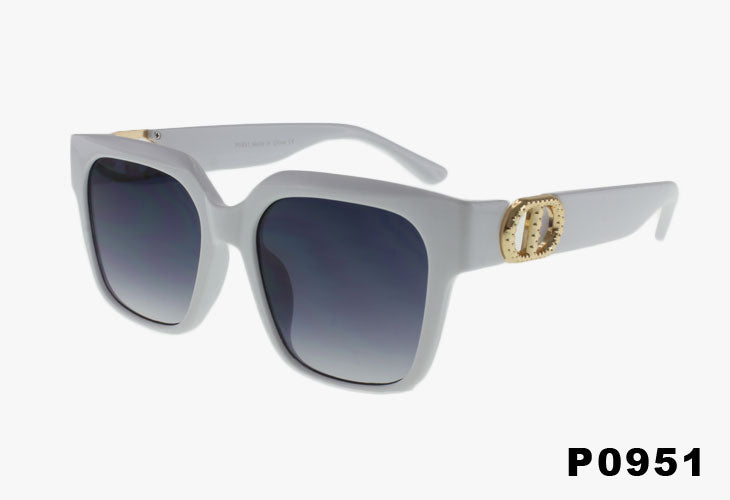 white Wholesale Fashion Square Luxury Metal Buckle Sunglasses