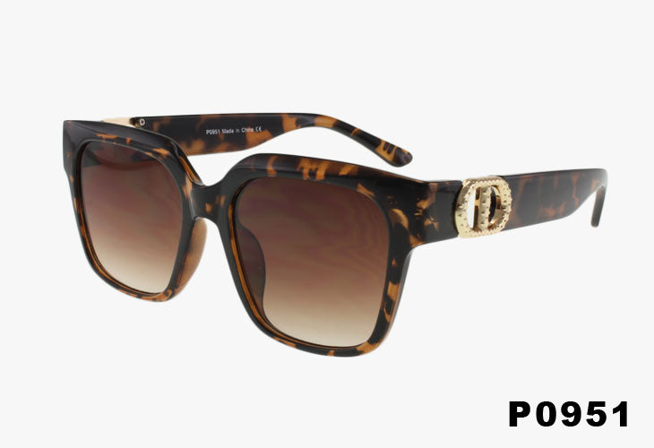 tortoise shell Wholesale Fashion Square Luxury Metal Buckle Sunglasses