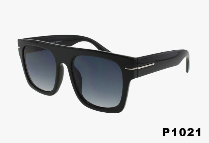 black Rectangle Flat Top Fashion Wholesale Sunglasses