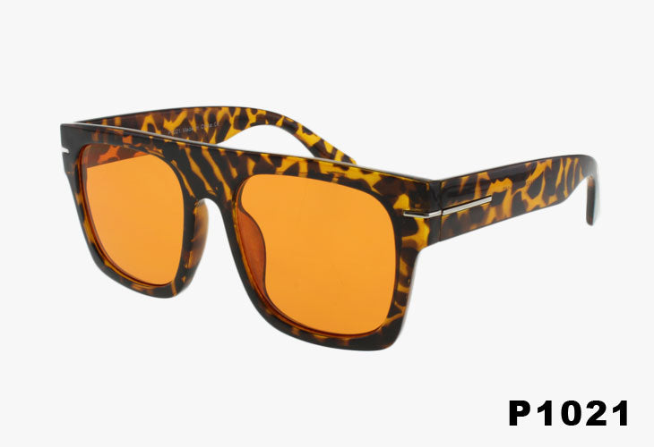 orange Rectangle Flat Top Fashion Wholesale Sunglasses