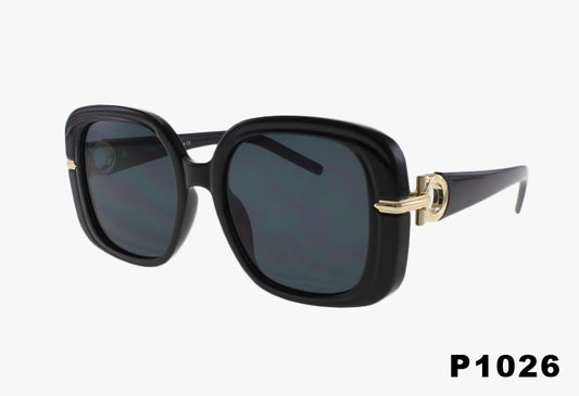 black Large Rounded Square Buckle Wholesale Sunglasses