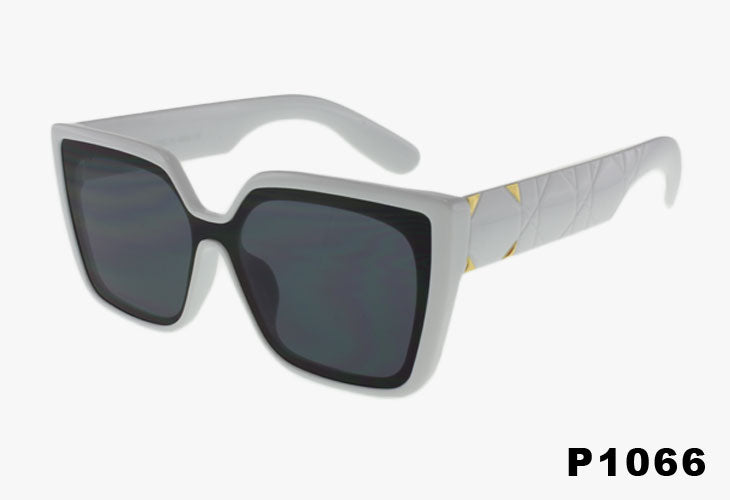 white Square Cat Eye Quilted Sunglasses for wholesale