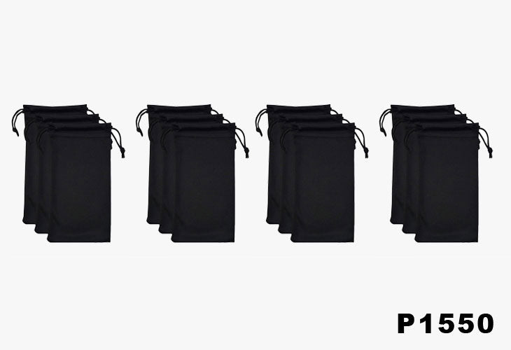 12 pieces of black microfiber sunglasses pouch with drawstring closure