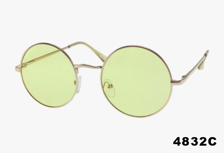 yellow Classic Round Metal Wholesale Color Sunglasses