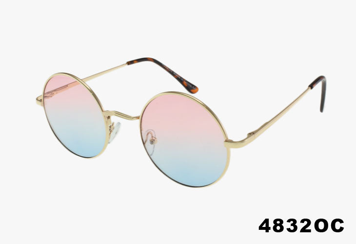 4832OC - Classic Round Metal Wholesale Ombre Sunglasses