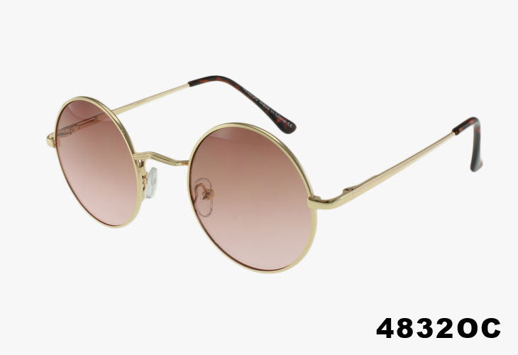 4832OC - Classic Round Metal Wholesale Ombre Sunglasses