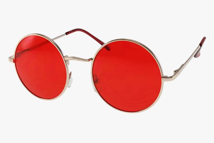 gold red Classic Round Metal Wholesale Color Sunglasses