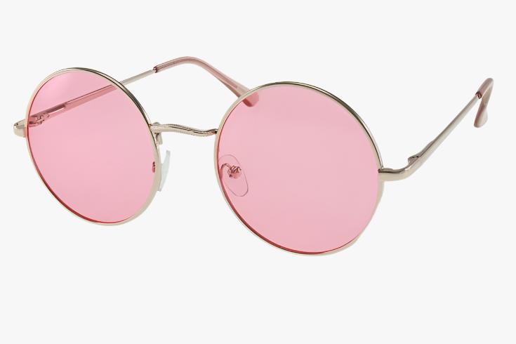 pink Classic Round Metal Wholesale Color Sunglasses