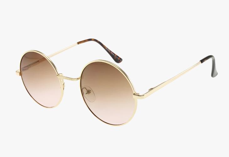 tan Classic Round Metal Wholesale Ombre Sunglasses