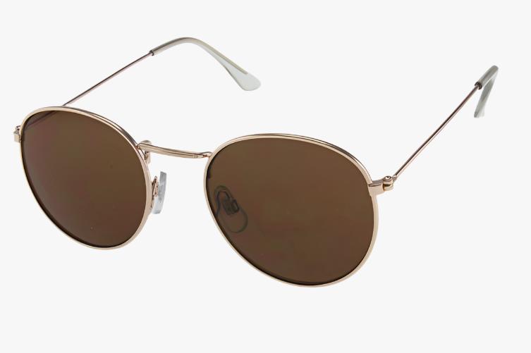 brown Wholesale Classic Oval Metal Sunglasses