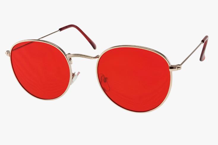 gold red Wholesale Classic Oval Metal Color Sunglasses