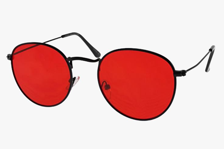 black red Wholesale Classic Oval Metal Color Sunglasses